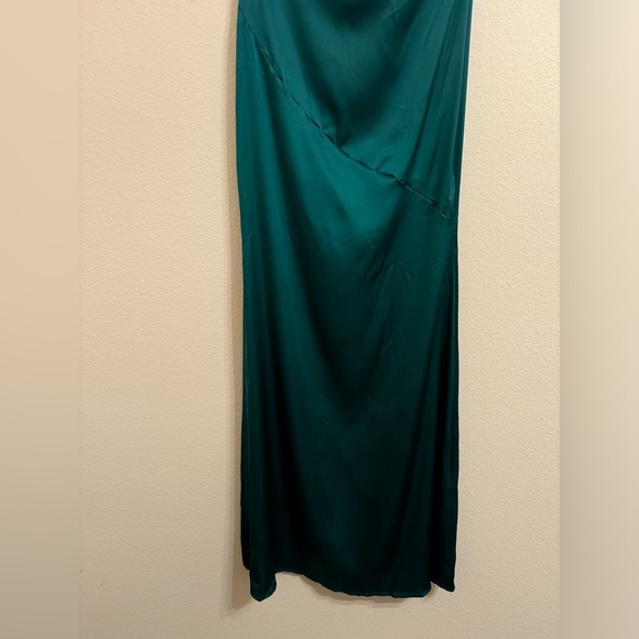 Fenity Isabelle Maxi Slip Dress Kelly Green Satin Open Back Draped Large Party - Picture 4 of 16